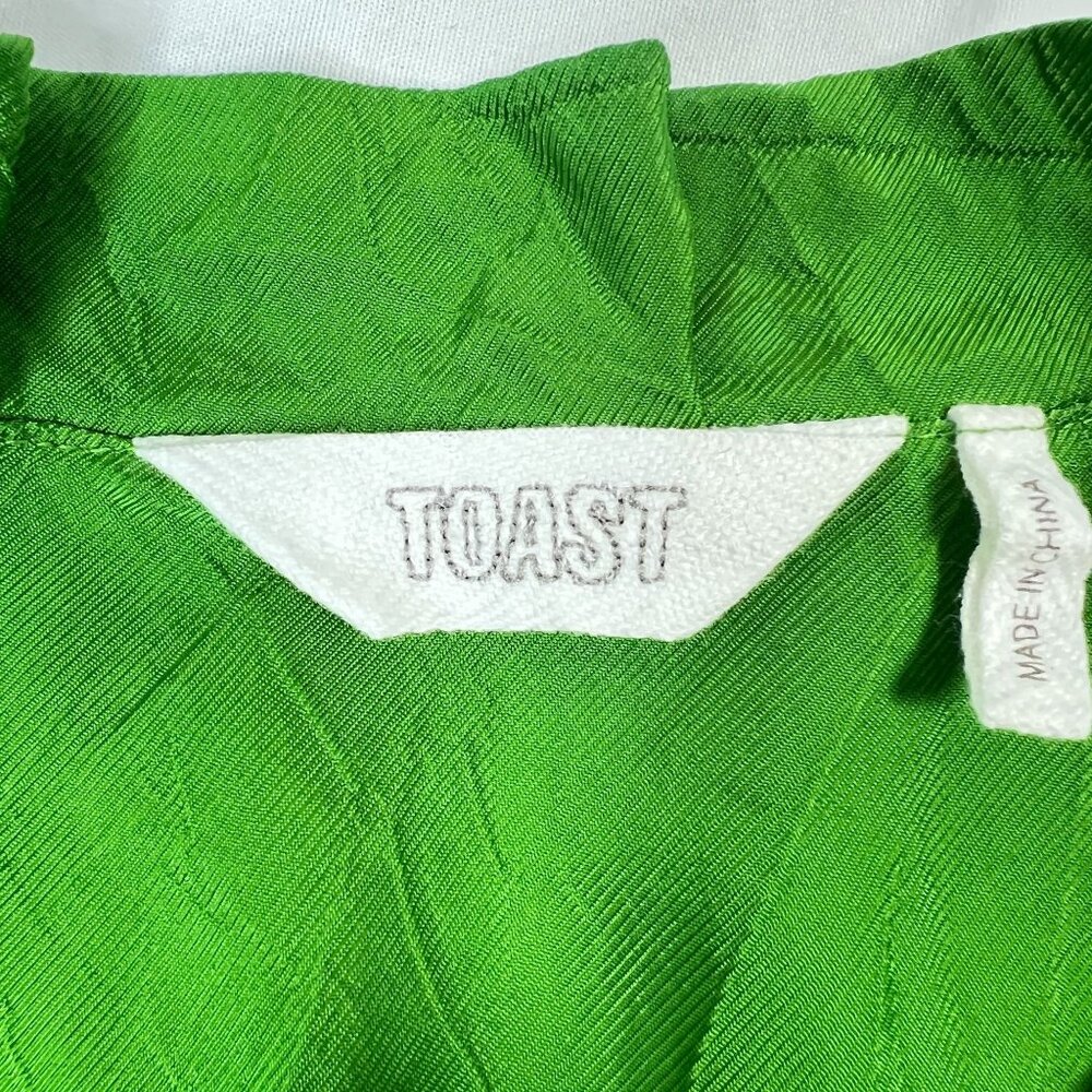 Toast Tiered Crinkle Twill Dress Spruce Green Midi Asymmetric Oversized Medium - Picture 7 of 14